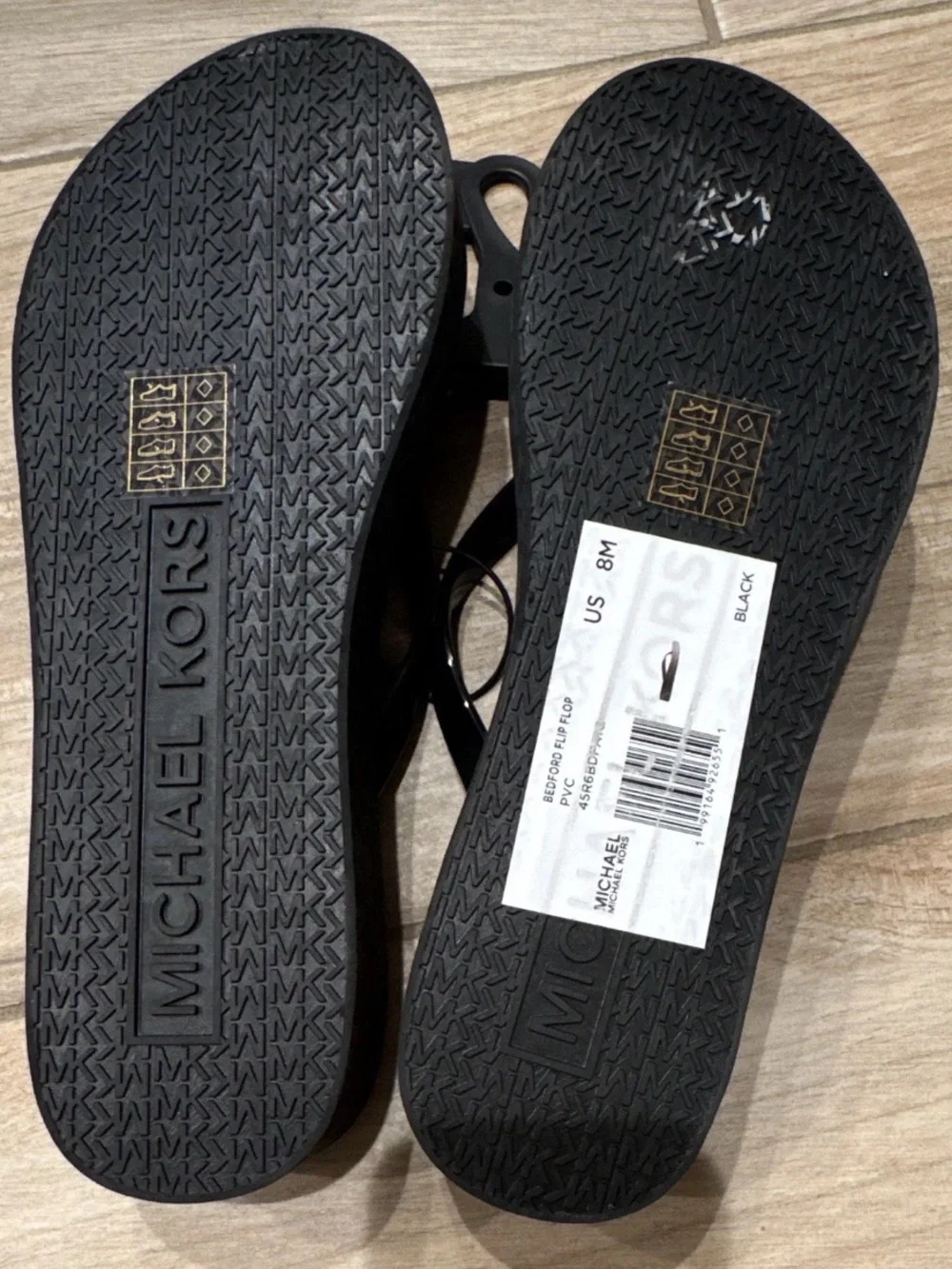 Michael Kors Women's Black Logo Platform Wedge Thong Sandals Slip On US 8